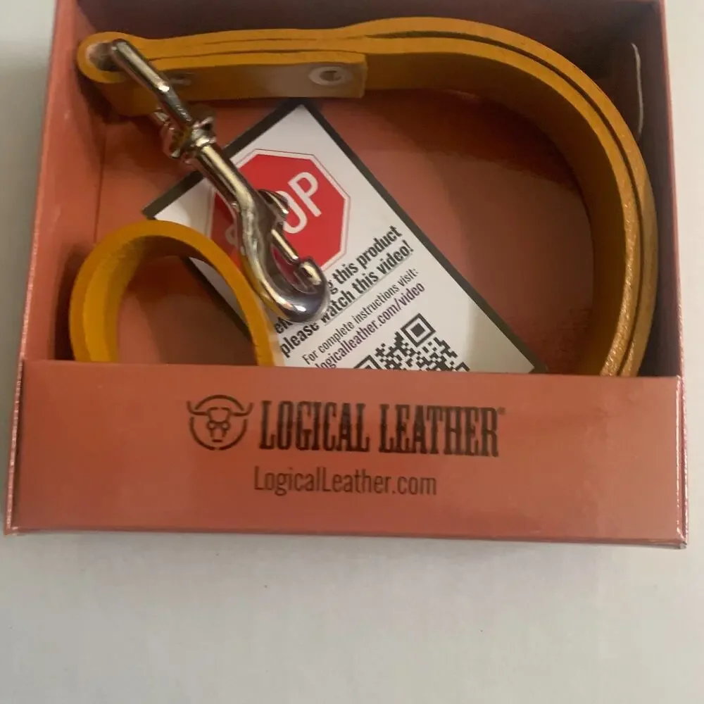 Logical Leather 12''Dog Leash Water Resistant Full Grain Leather 12TL-YL